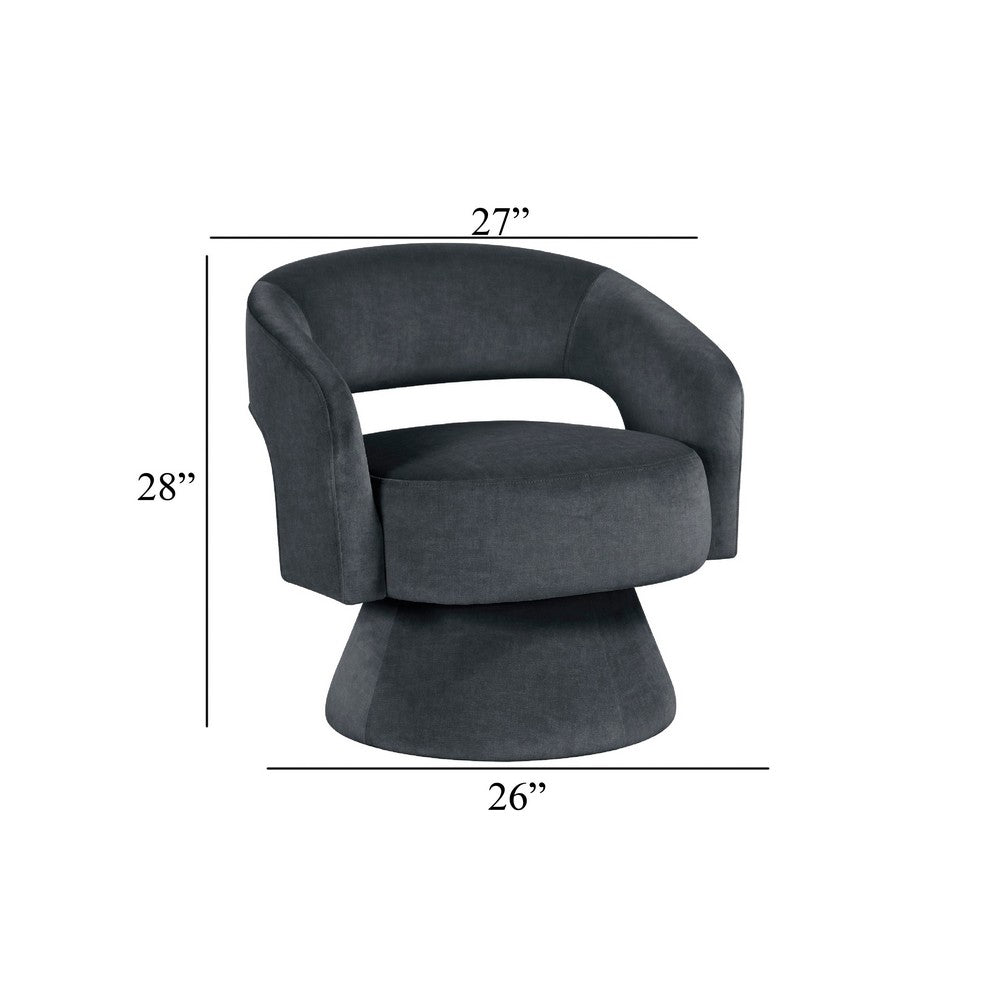 Lessa Swivel Accent Chair | Barrel Style | Foam Padded | Dark Gray Velvet