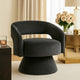 Lessa Swivel Accent Chair | Barrel Style | Foam Padded | Dark Gray Velvet