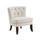 Rose Accent Chair | Button Tufted Wingback | Beige Polyester | Brown Legs