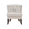 Rose Accent Chair | Button Tufted Wingback | Beige Polyester | Brown Legs
