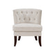 Rose Accent Chair | Button Tufted Wingback | Beige Polyester | Brown Legs