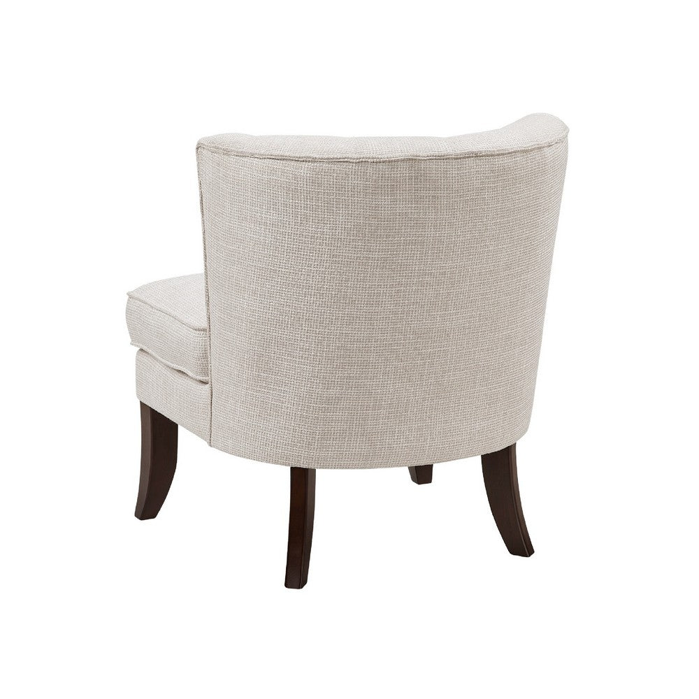 Rose Accent Chair | Button Tufted Wingback | Beige Polyester | Brown Legs