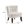 Rose Accent Chair | Button Tufted Wingback | Beige Polyester | Brown Legs