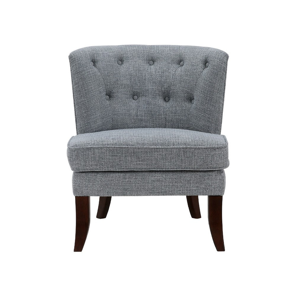 Rose Accent Chair | Button Tufted Wingback | Dark Gray Polyester | Brown