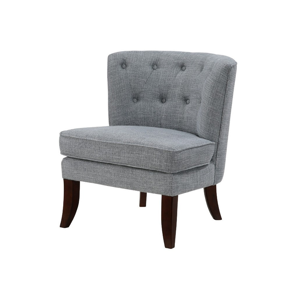 Rose Accent Chair | Button Tufted Wingback | Dark Gray Polyester | Brown