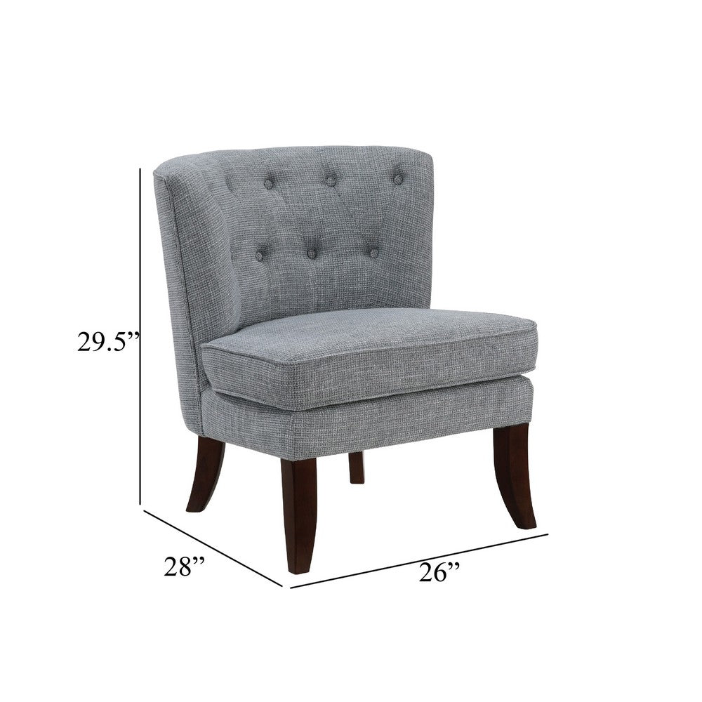 Rose Accent Chair | Button Tufted Wingback | Dark Gray Polyester | Brown