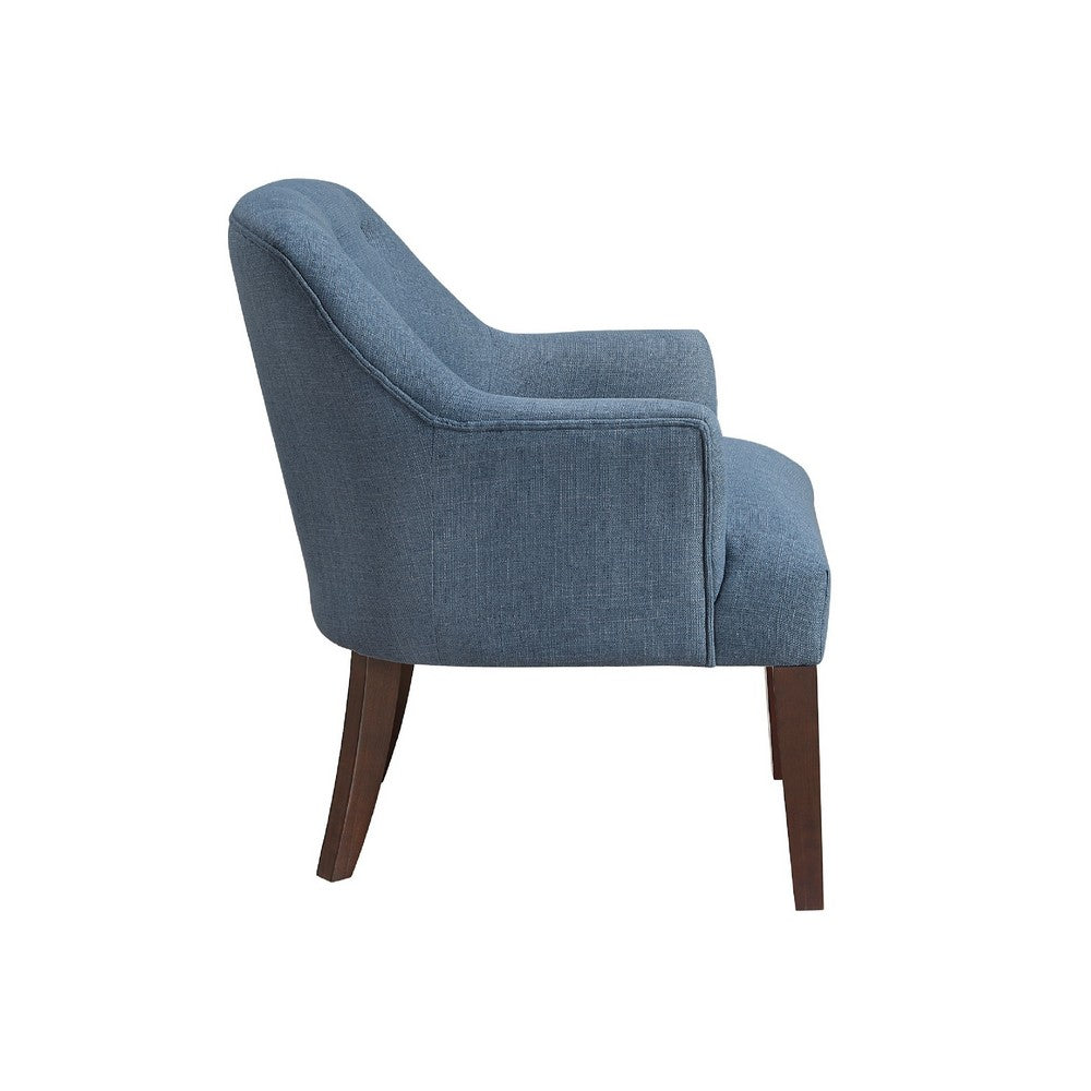 Beca Accent Armchair | Button Tufted Back | Sloped Arms | Blue Polyester