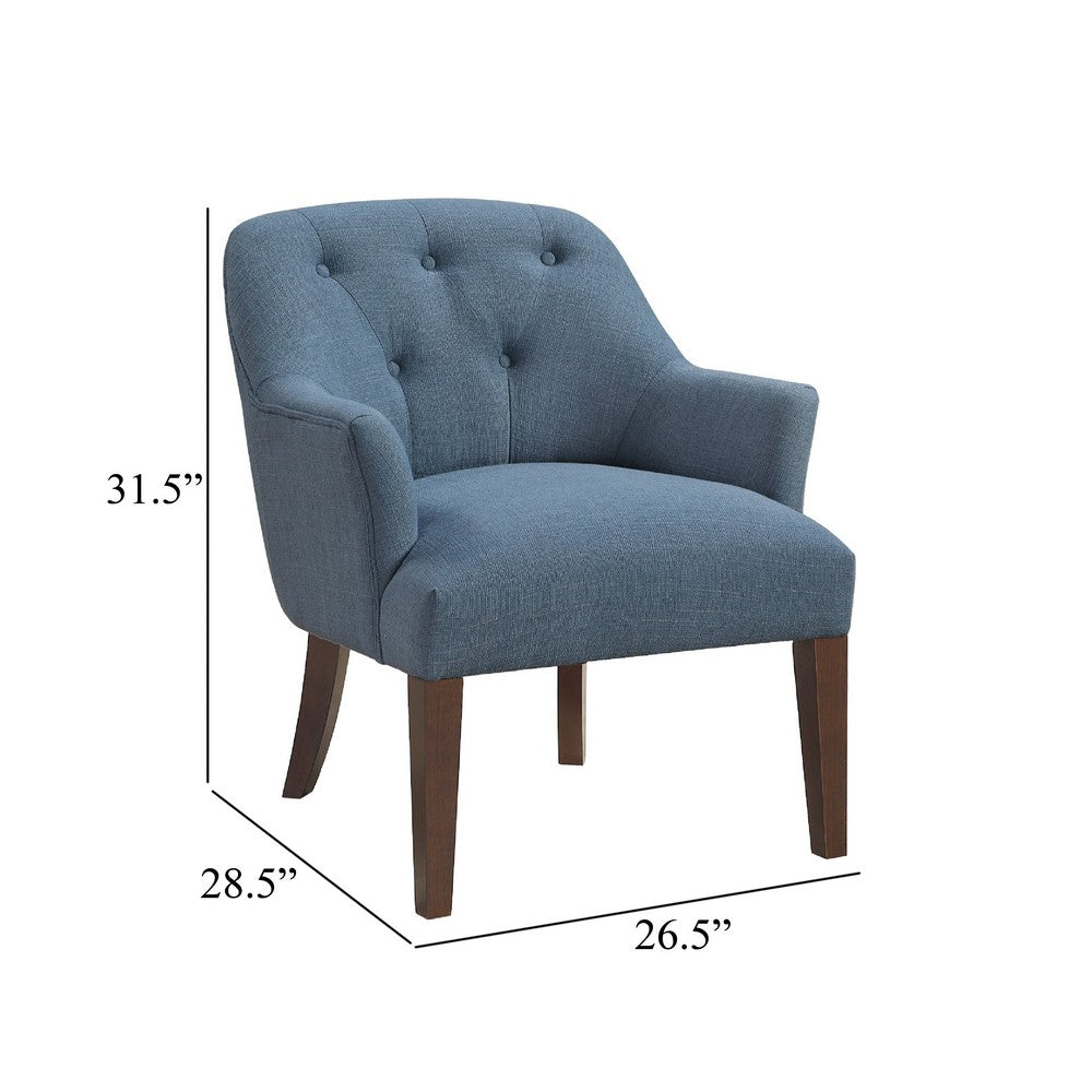 Beca Accent Armchair | Button Tufted Back | Sloped Arms | Blue Polyester