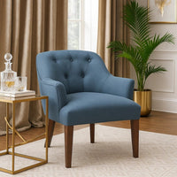 Beca Accent Armchair | Button Tufted Back | Sloped Arms | Blue Polyester