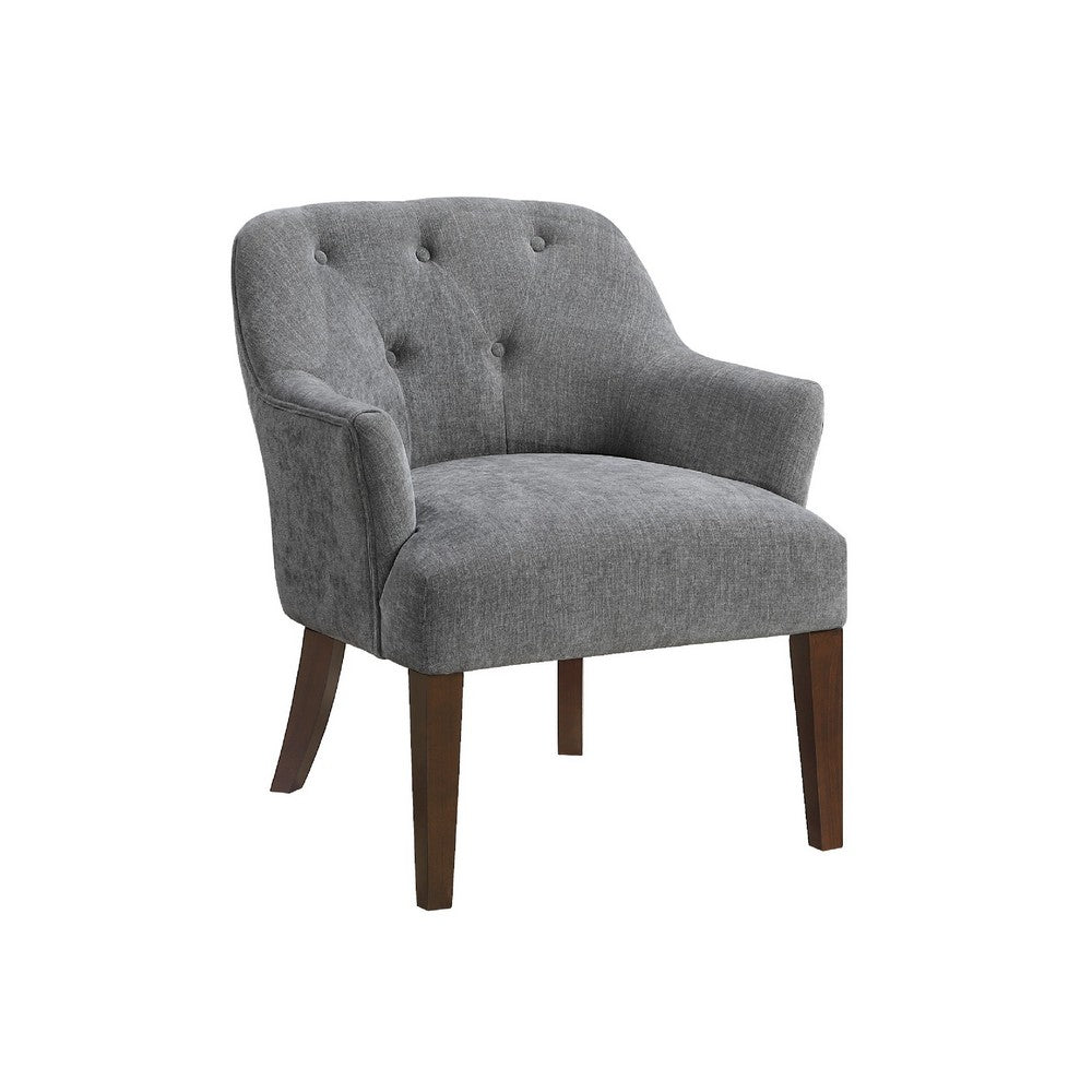 Beca Accent Armchair | Button Tufted Back | Sloped Arms | Gray Polyester
