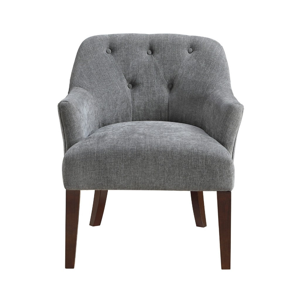Beca Accent Armchair | Button Tufted Back | Sloped Arms | Gray Polyester