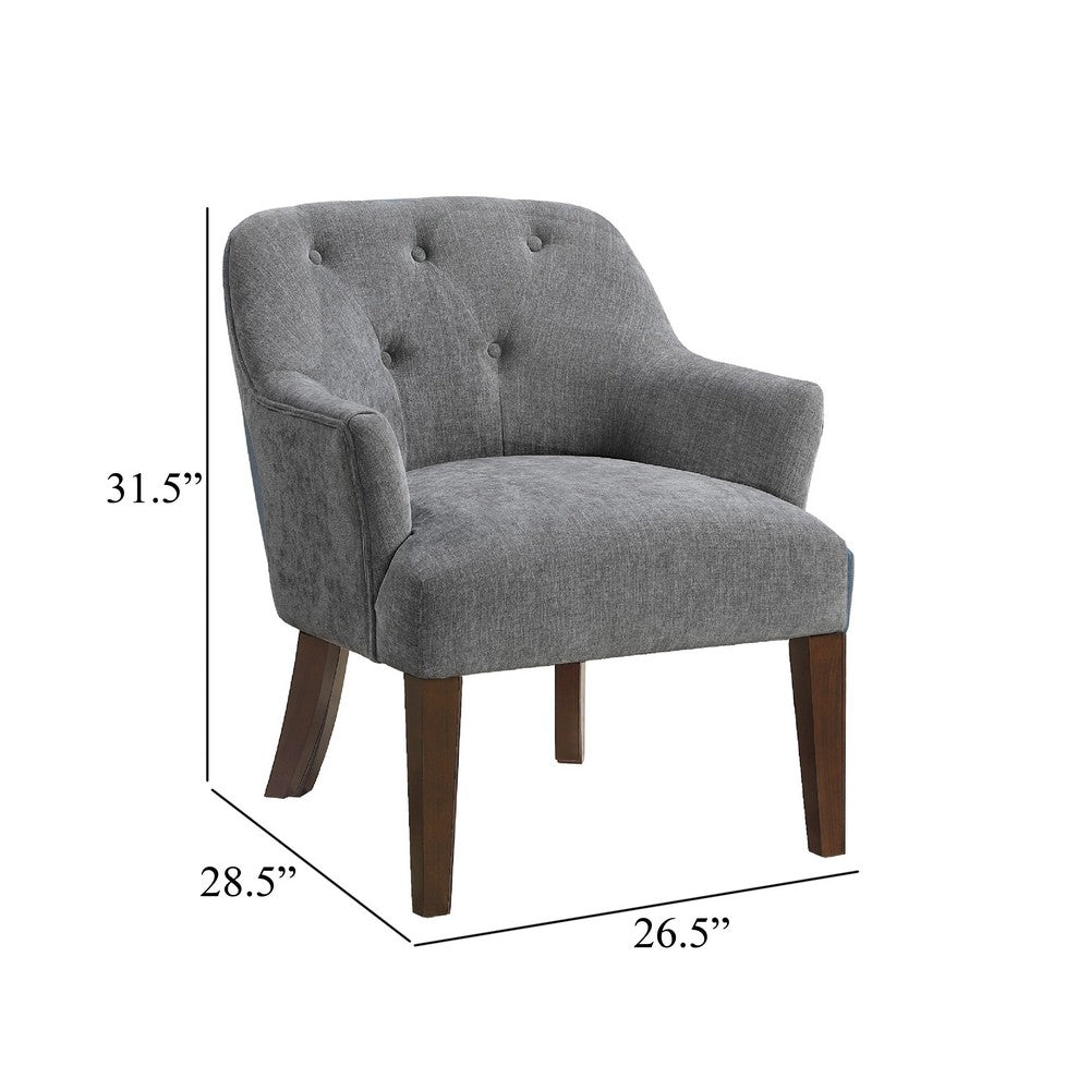 Beca Accent Armchair | Button Tufted Back | Sloped Arms | Gray Polyester