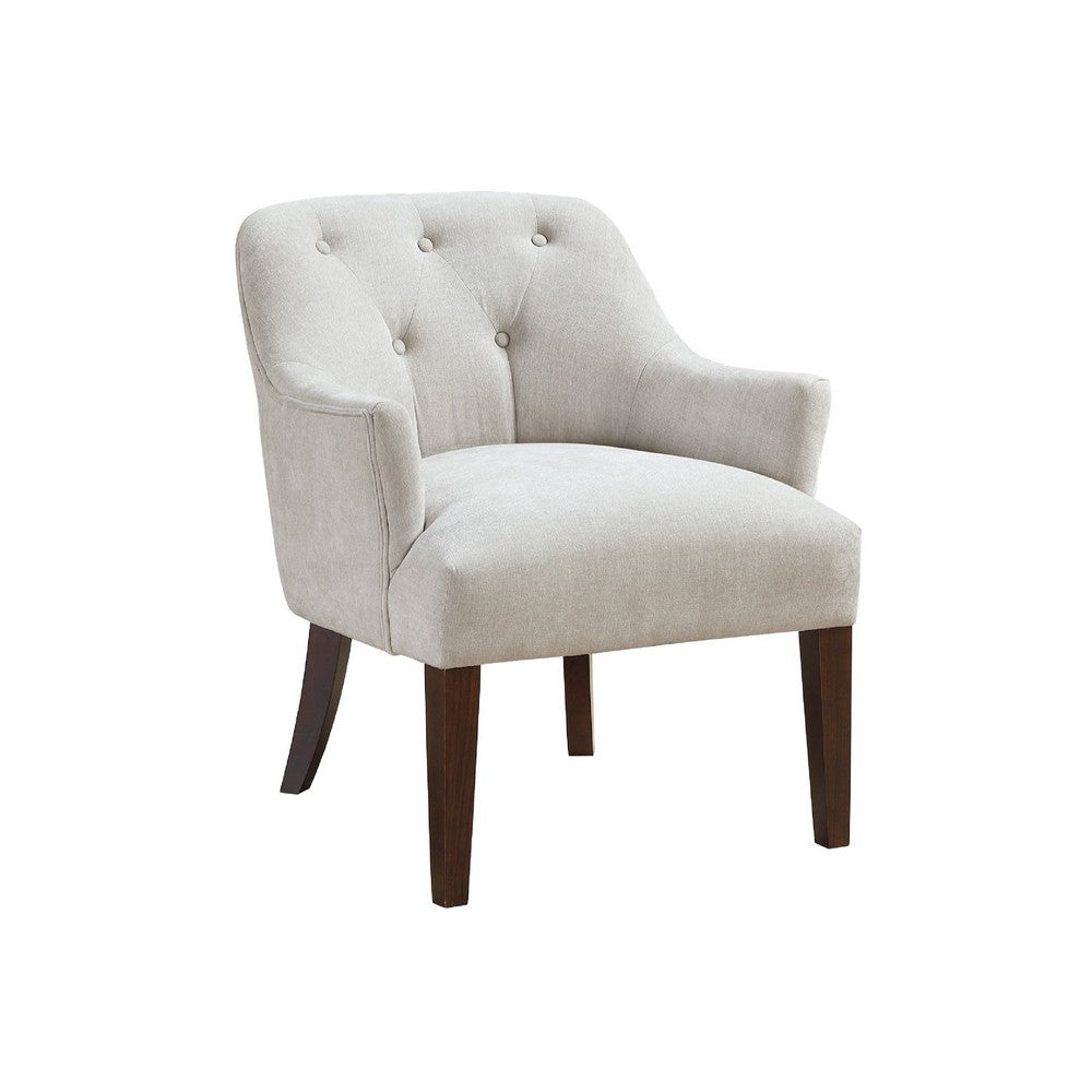 Beca Accent Armchair | Button Tufted Back | Sloped Arms | Beige Polyester