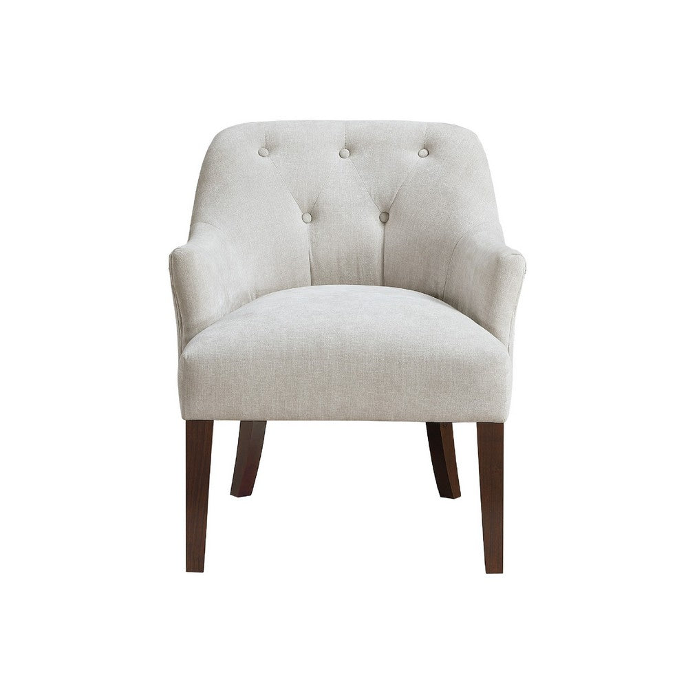 Beca Accent Armchair | Button Tufted Back | Sloped Arms | Beige Polyester