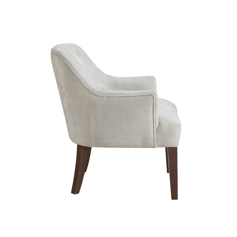 Beca Accent Armchair | Button Tufted Back | Sloped Arms | Beige Polyester