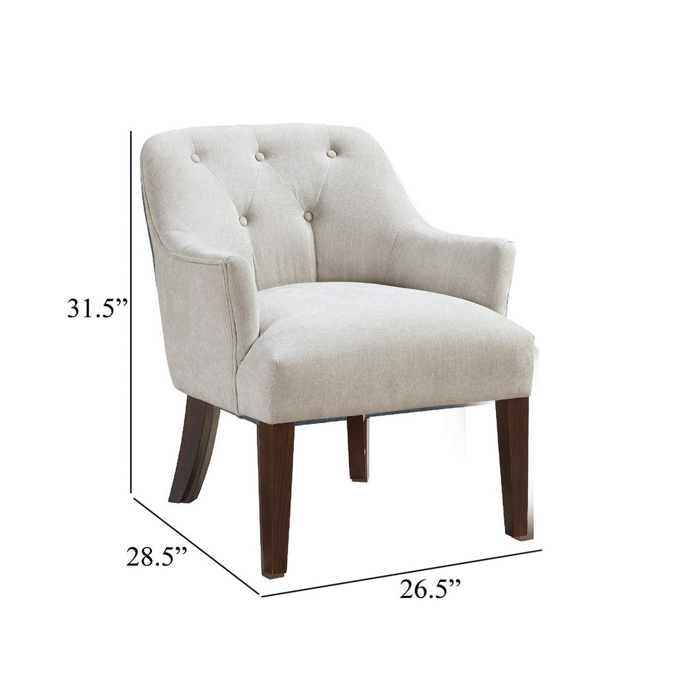 Beca Accent Armchair | Button Tufted Back | Sloped Arms | Beige Polyester