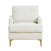 Cole Accent Chair | Foam Fill Beige Chenille | Track Arms | Gold Metal Legs