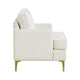 Cole Accent Chair | Foam Fill Beige Chenille | Track Arms | Gold Metal Legs