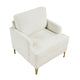 Cole Accent Chair | Foam Fill Beige Chenille | Track Arms | Gold Metal Legs