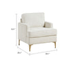 Cole Accent Chair | Foam Fill Beige Chenille | Track Arms | Gold Metal Legs