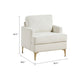 Cole Accent Chair | Foam Fill Beige Chenille | Track Arms | Gold Metal Legs
