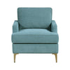 Cole Accent Chair | Peacock Blue Chenille | Track Arms | Gold Metal Legs
