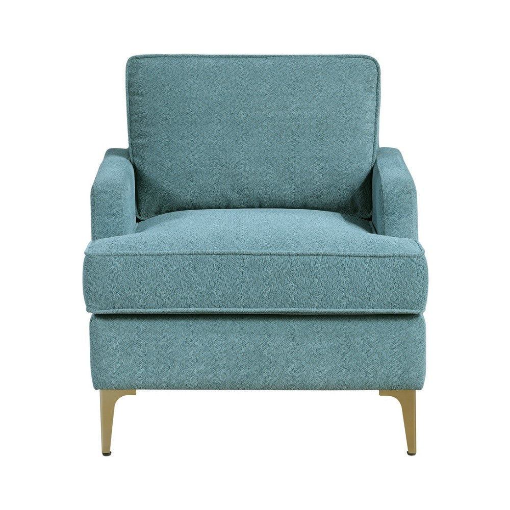 Cole Accent Chair | Peacock Blue Chenille | Track Arms | Gold Metal Legs