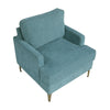 Cole Accent Chair | Peacock Blue Chenille | Track Arms | Gold Metal Legs