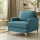 Cole Accent Chair | Peacock Blue Chenille | Track Arms | Gold Metal Legs