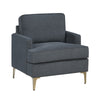 Cole Accent Chair | Dark Gray Chenille | Track Arms | Gold Metal Legs