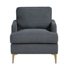 Cole Accent Chair | Dark Gray Chenille | Track Arms | Gold Metal Legs