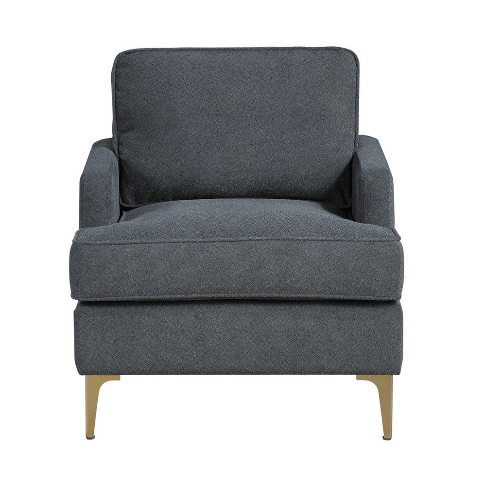 Cole Accent Chair | Dark Gray Chenille | Track Arms | Gold Metal Legs