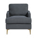 Cole Accent Chair | Dark Gray Chenille | Track Arms | Gold Metal Legs