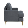 Cole Accent Chair | Dark Gray Chenille | Track Arms | Gold Metal Legs