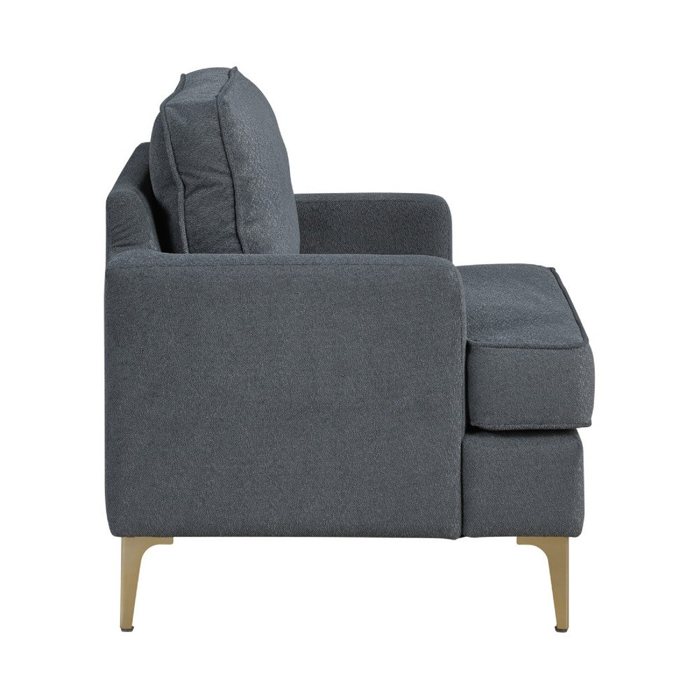Cole Accent Chair | Dark Gray Chenille | Track Arms | Gold Metal Legs