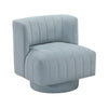 Joya Swivel Accent Chair | Barrel Wingback | Channeled Aqua Blue Polyester