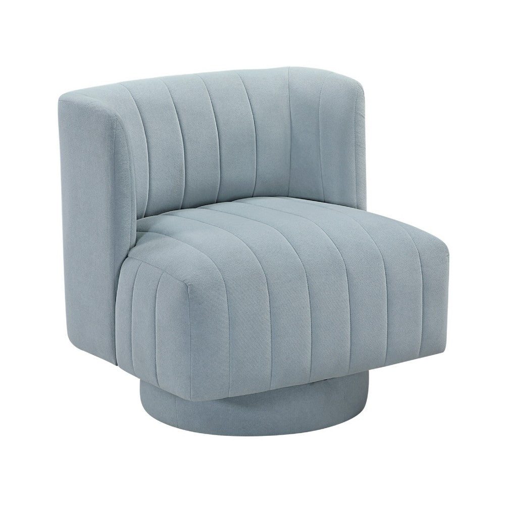 Joya Swivel Accent Chair | Barrel Wingback | Channeled Aqua Blue Polyester