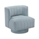 Joya Swivel Accent Chair | Barrel Wingback | Channeled Aqua Blue Polyester