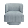 Joya Swivel Accent Chair | Barrel Wingback | Channeled Aqua Blue Polyester