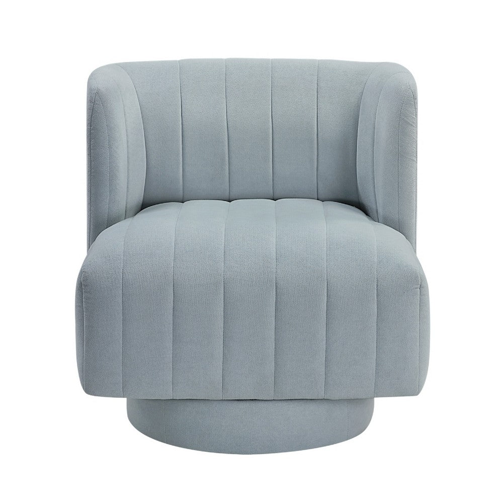Joya Swivel Accent Chair | Barrel Wingback | Channeled Aqua Blue Polyester