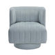 Joya Swivel Accent Chair | Barrel Wingback | Channeled Aqua Blue Polyester
