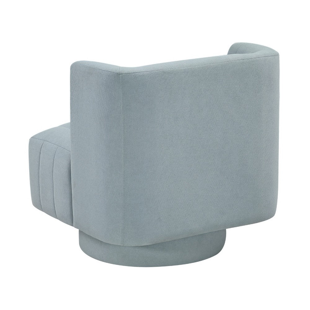 Joya Swivel Accent Chair | Barrel Wingback | Channeled Aqua Blue Polyester