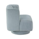 Joya Swivel Accent Chair | Barrel Wingback | Channeled Aqua Blue Polyester