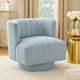 Joya Swivel Accent Chair | Barrel Wingback | Channeled Aqua Blue Polyester