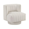 Joya Swivel Accent Chair | Barrel Wingback | Channeled Beige Polyester