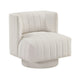 Joya Swivel Accent Chair | Barrel Wingback | Channeled Beige Polyester