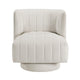 Joya Swivel Accent Chair | Barrel Wingback | Channeled Beige Polyester