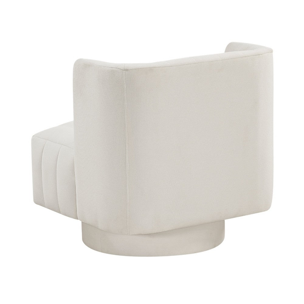 Joya Swivel Accent Chair | Barrel Wingback | Channeled Beige Polyester