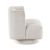 Joya Swivel Accent Chair | Barrel Wingback | Channeled Beige Polyester