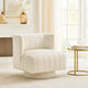 Joya Swivel Accent Chair | Barrel Wingback | Channeled Beige Polyester
